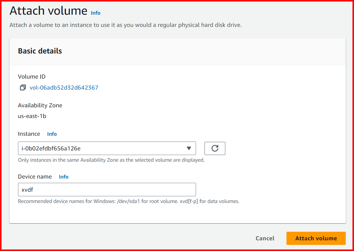 Picture showing the popup window to select the EC2 instance